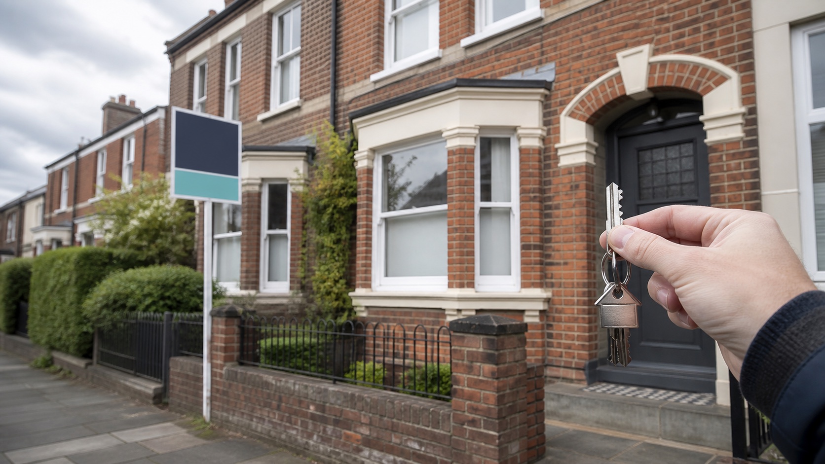 UK rental property being sold with house keys held outside