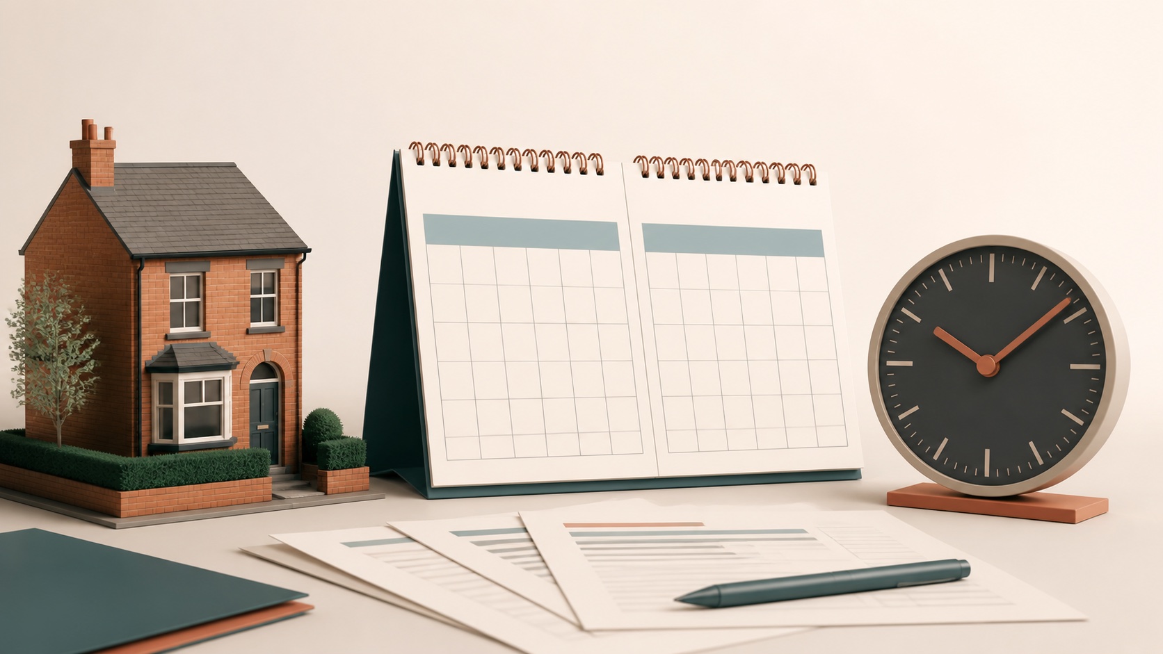 House, two-month calendar and clock representing the 60-day CGT deadline
