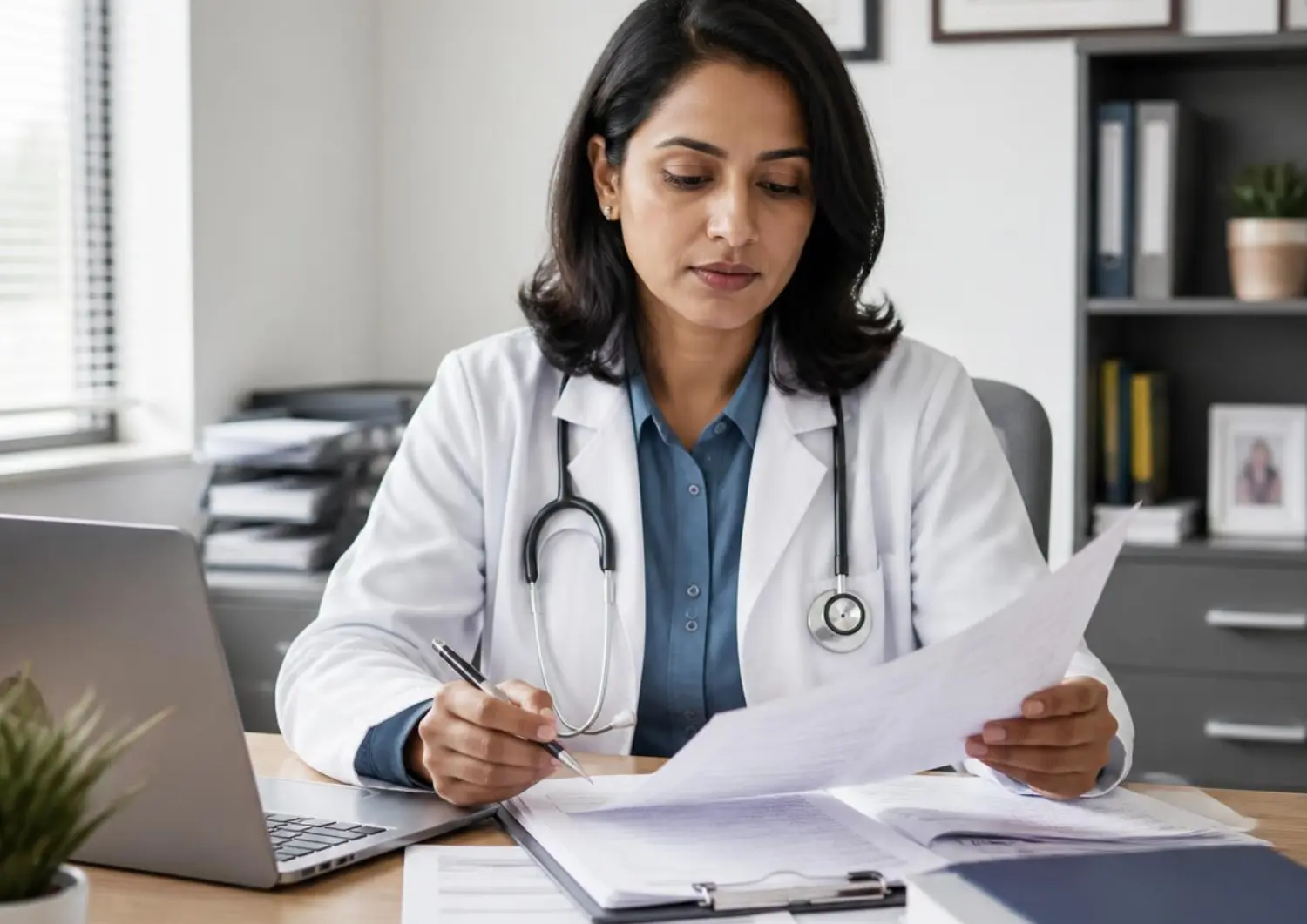 Locum Doctor doing paperwork