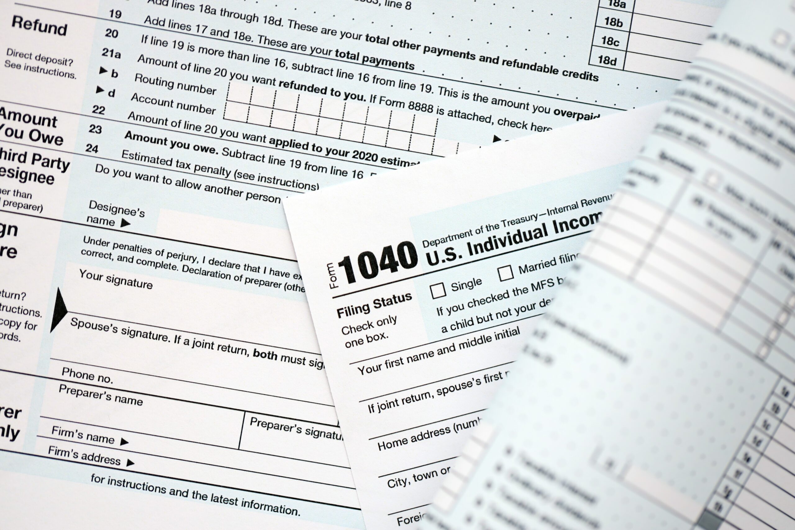 1040,Us,Individual,Income,Tax,Return,Form,Blank,Close,Up.